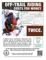 Marathon County Snowmobile Trail Off-trail awareness poster