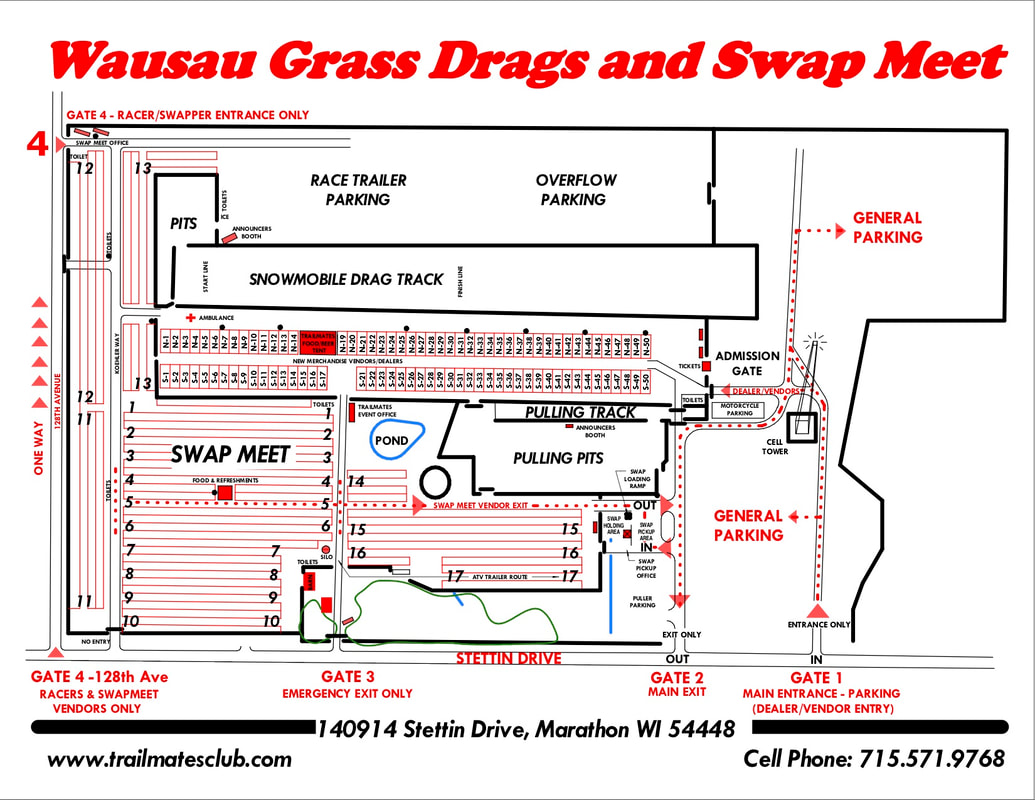 Event site map of Wausau Grass Drags and Swap Meet - Hosted by Trailmates Snowmobile Club