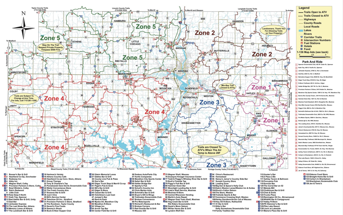 snowmobile trail map - Marathon County / Wausau / Central Wisconsin